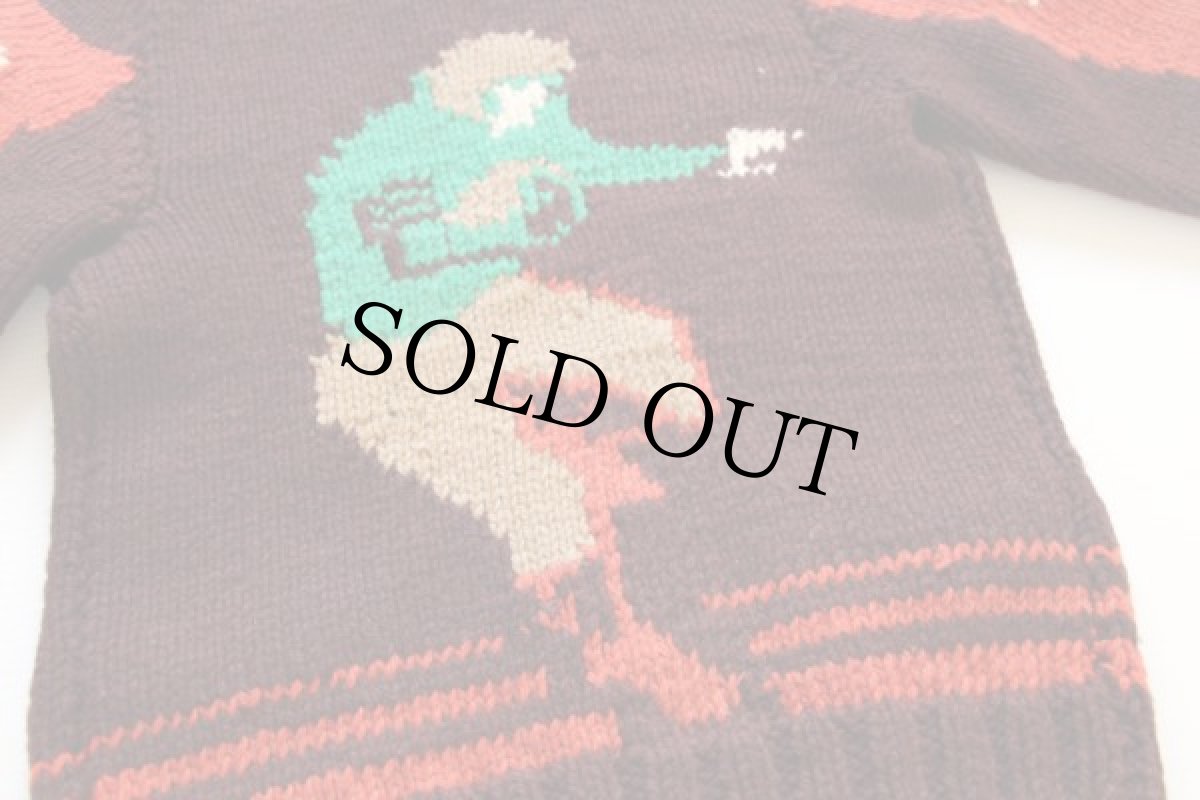 画像4: 60s アメフト柄  ウール カウチンセーター (4)