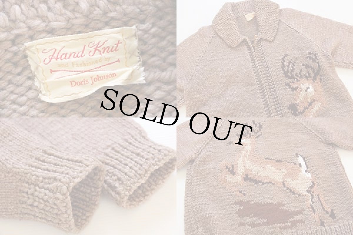 画像3: 60s 鹿柄 ウール ハンドニット カウチンセーター (3)