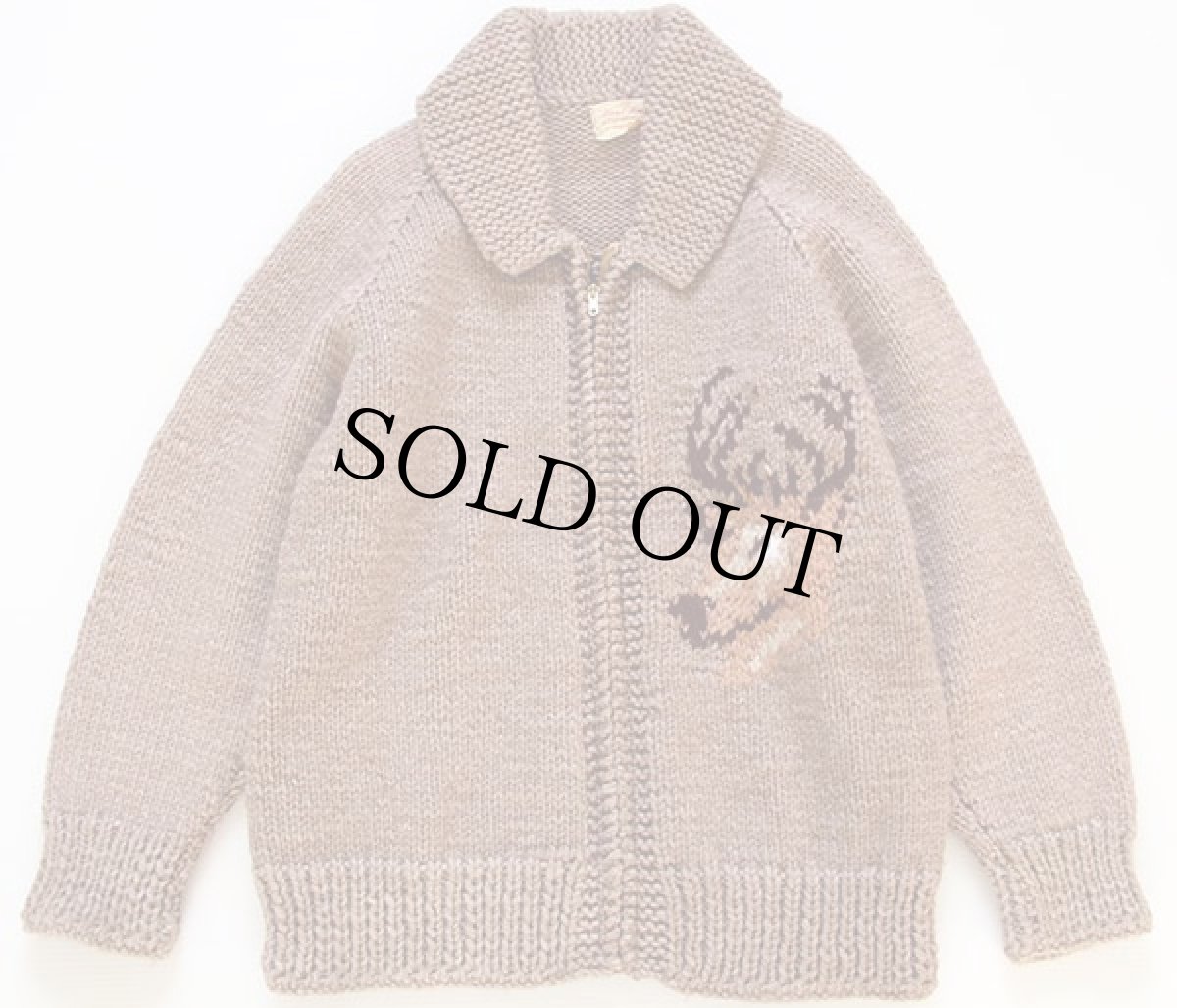 画像2: 60s 鹿柄 ウール ハンドニット カウチンセーター (2)