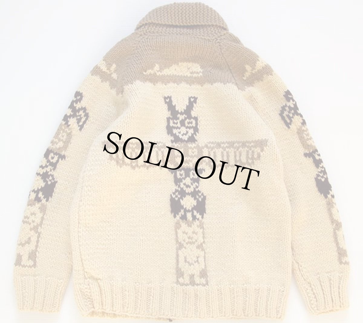 画像2: 60s トーテムポール柄  ウール カウチンセーター (2)