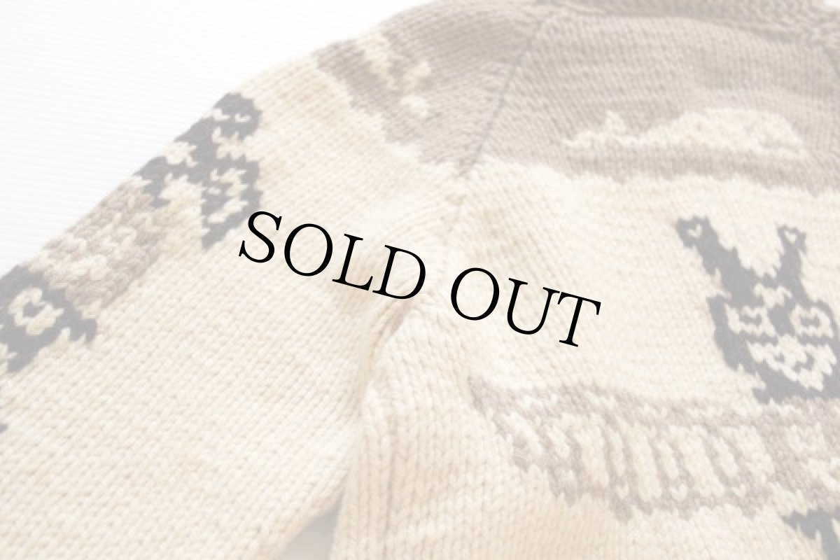 画像4: 60s トーテムポール柄  ウール カウチンセーター (4)