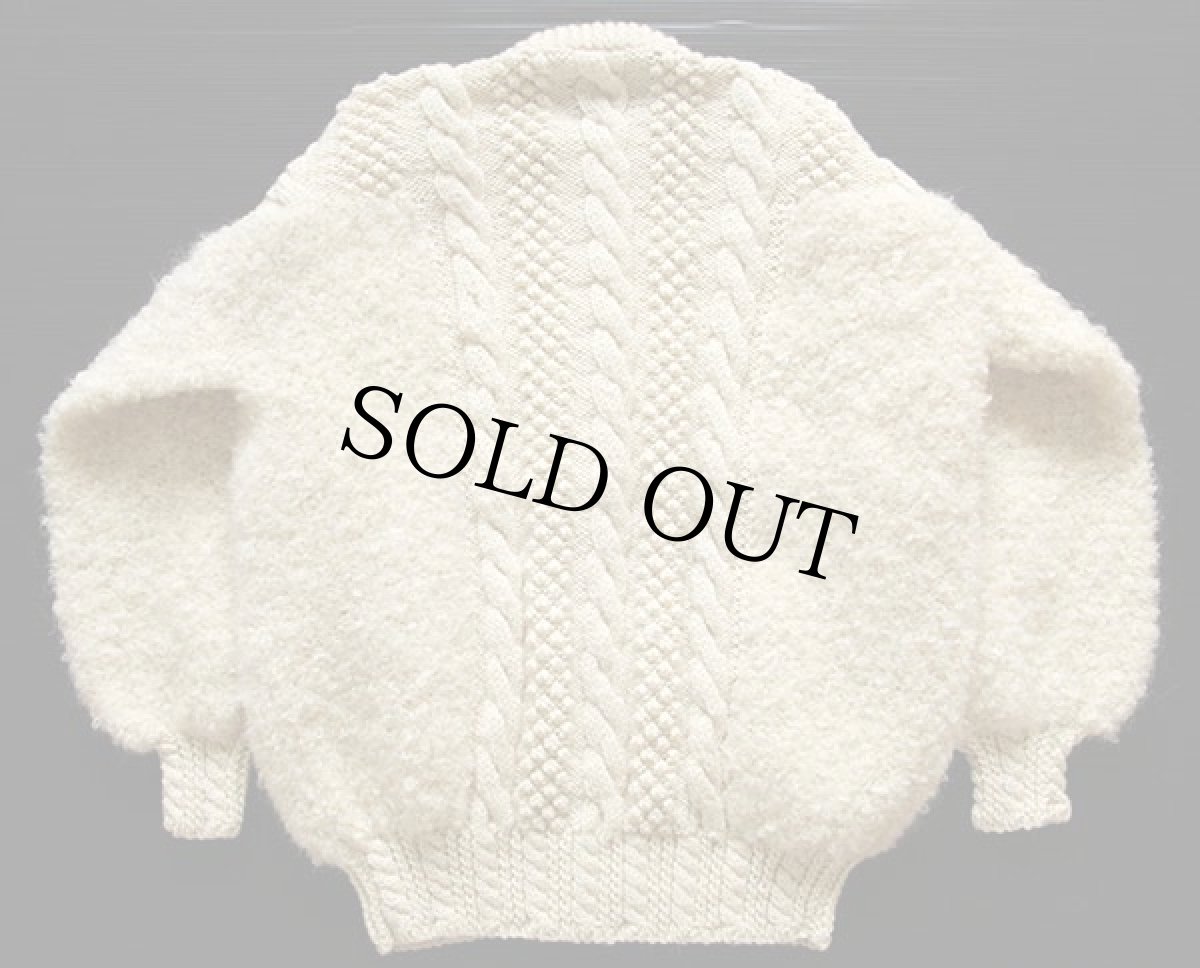 画像2: アイルランド製 ケーブル編み ウール ハンドニット カーディガン L★フィッシャーマン (2)