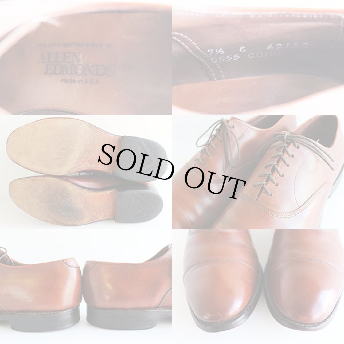 画像3: USA製 Allen Edmondsアレンエドモンズ ストレートチップ レザーシューズ 茶 7.5E★革靴 (3)