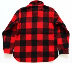 画像2: 80s USA製 Woolrichウールリッチ バッファローチェック ウール シャツジャケット 赤×黒 (2)