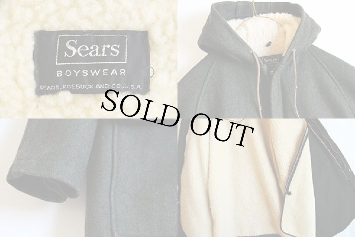 画像3: 70s Sears ボアライナー付き フーデッド ウールコート 深緑 (3)