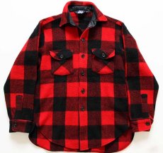 画像1: 80s USA製 Woolrichウールリッチ バッファローチェック ウール シャツジャケット 赤×黒 (1)