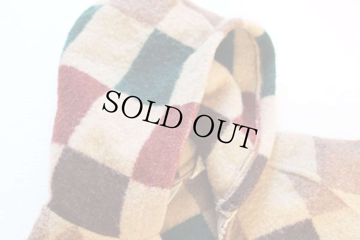 画像6: 70s Woolrichウールリッチ マルチカラー ウール ブランケット パーカー L (6)