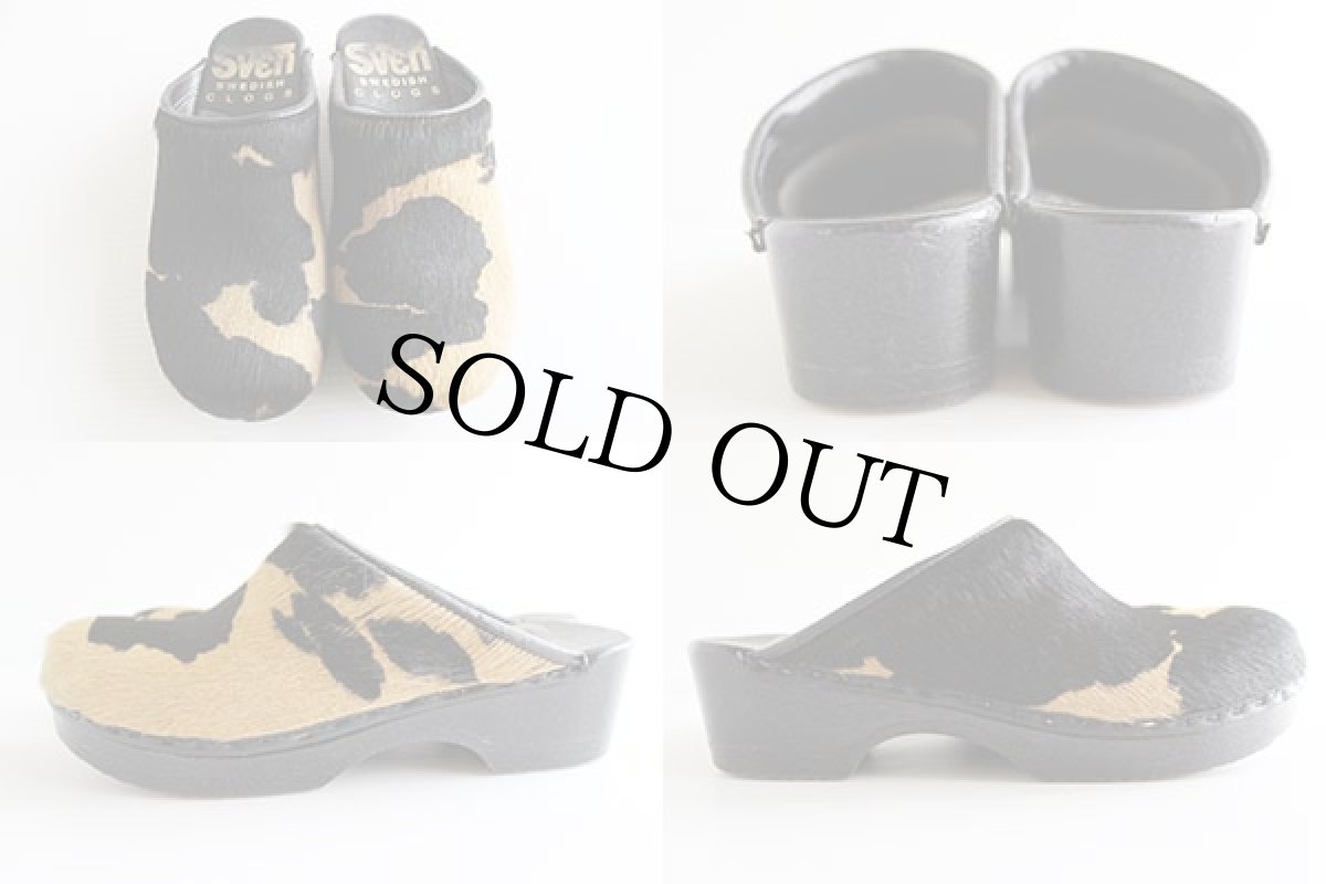 画像2: スウェーデン製 Sven ハラコ レザー サボ サンダル 36★クロッグ (2)