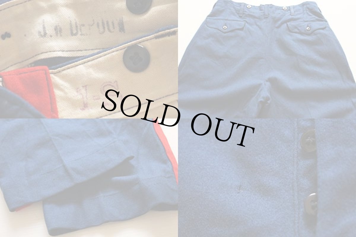 画像3: 50s 米軍 USMC ライン入り ウール パレードパンツ青×赤 (3)