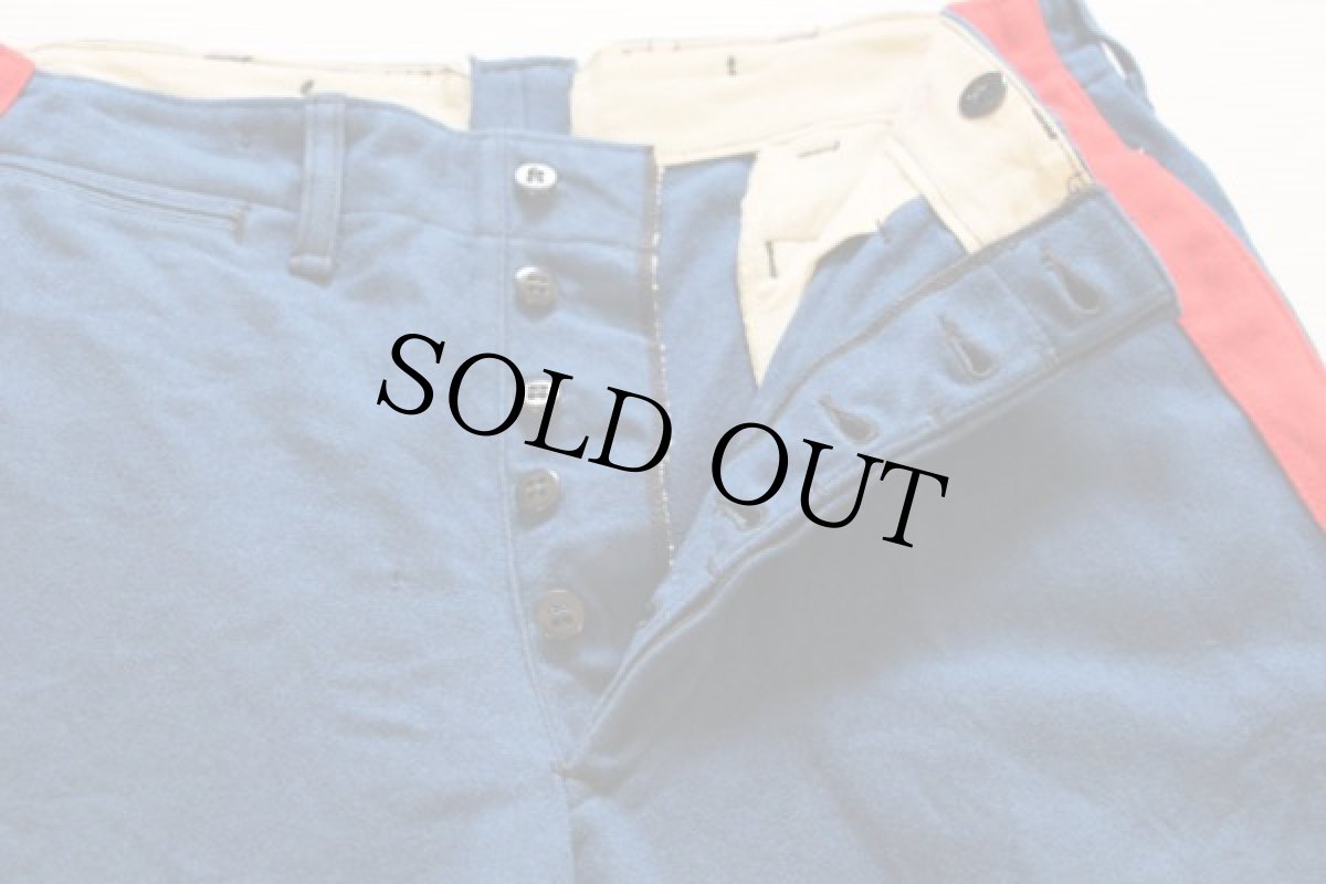 画像2: 50s 米軍 USMC ライン入り ウール パレードパンツ青×赤 (2)