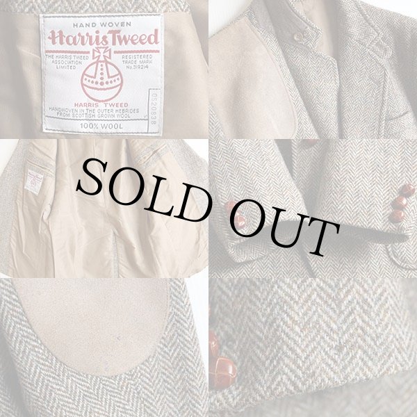 英国製 Harris Tweedハリスツイード ガンパッチ付き ヘリンボーン