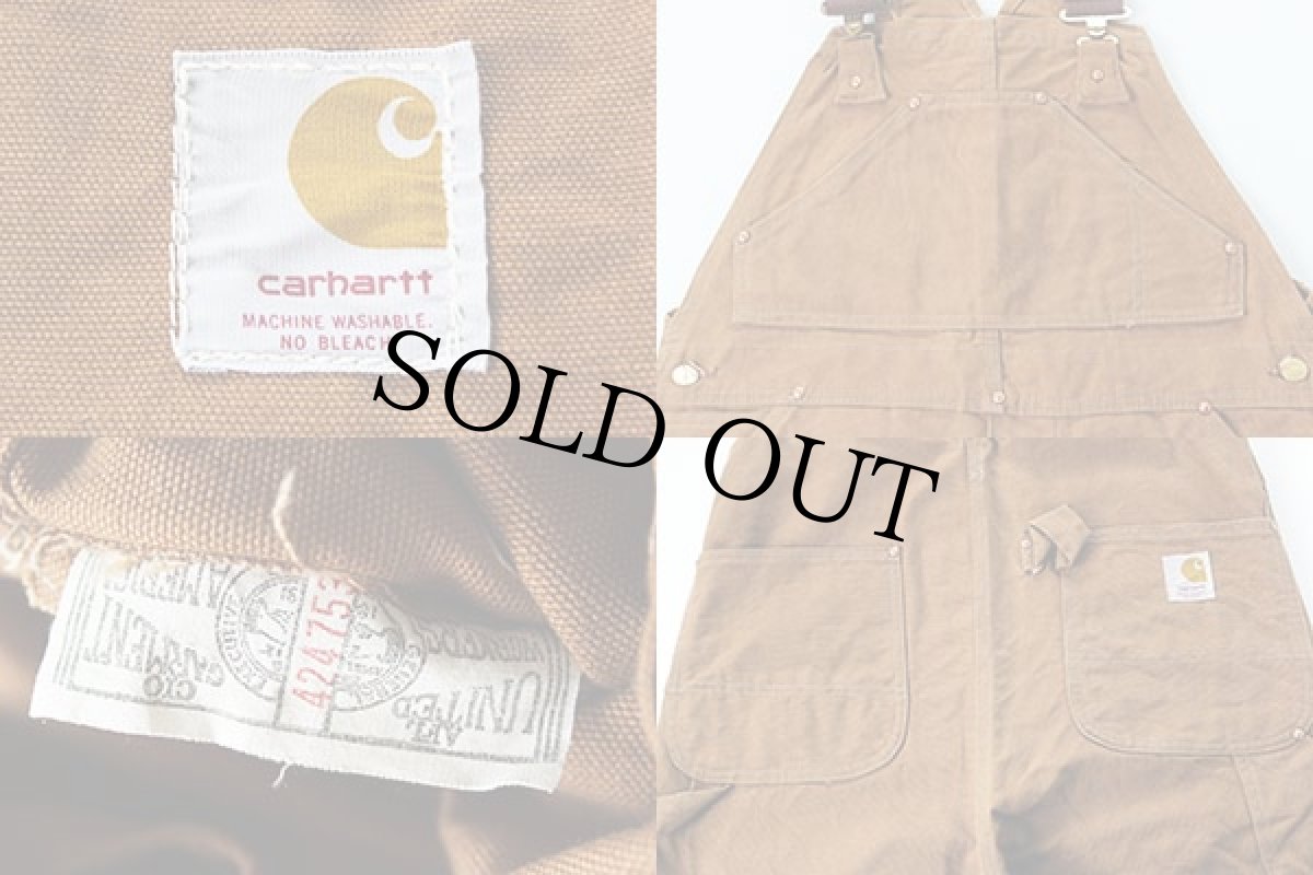 画像3: 70s carharttカーハート 山ポケ ダック地 ダブルニー オーバーオール 茶 (3)