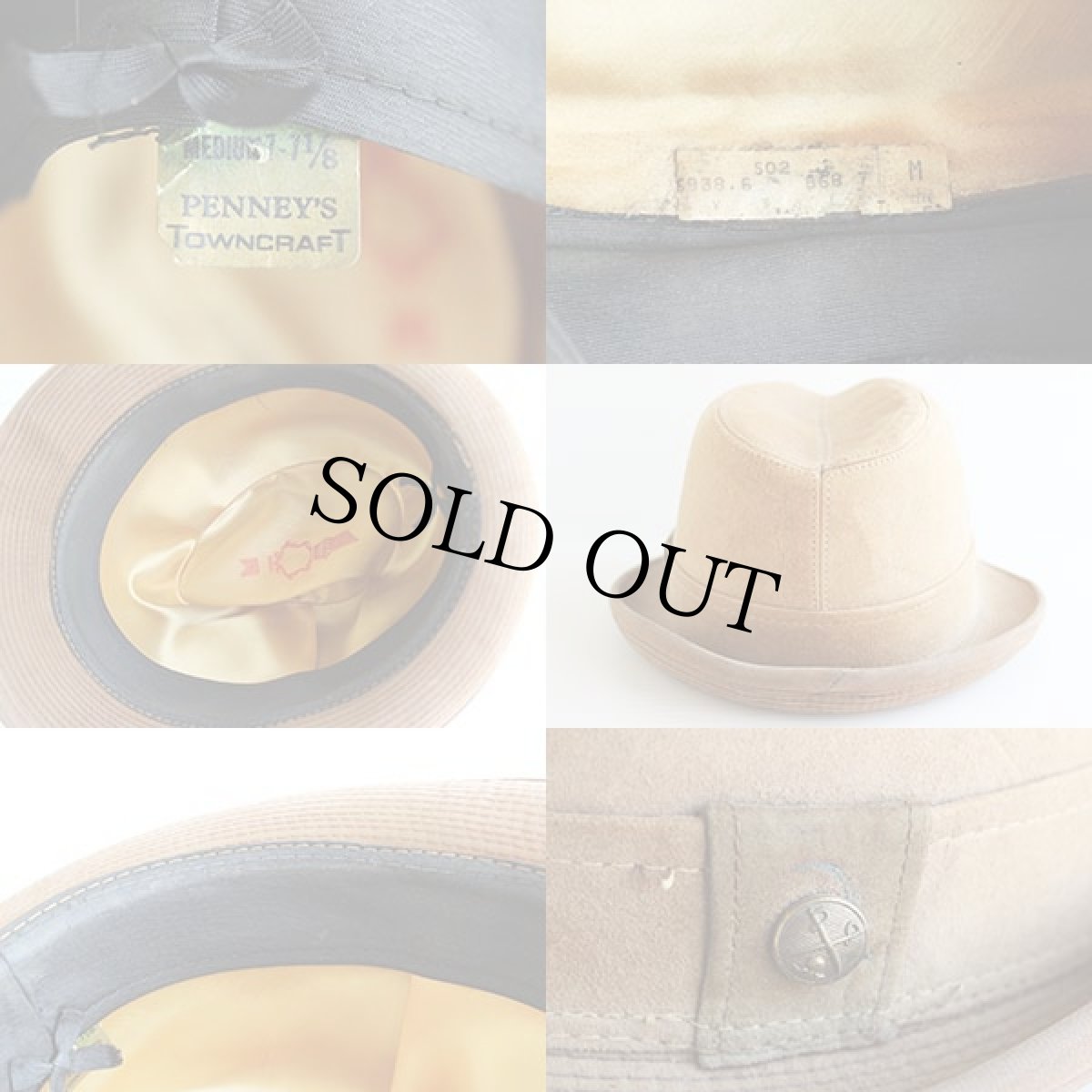 画像3: 60s PENNEY'S TOWNCRAFT ヌバックレザー 中折れハット 茶 M (3)