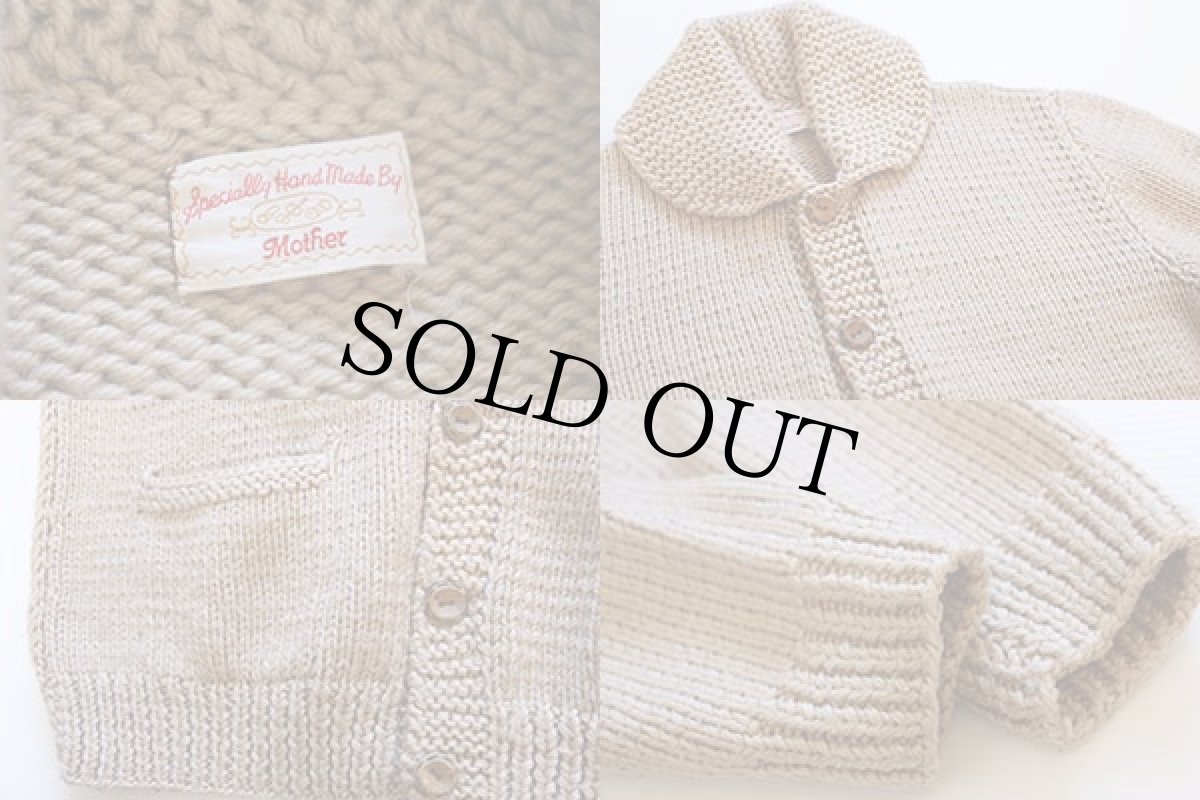 画像3: 70s ハンドメイド 無地  ウール カウチンセーター 薄茶 (3)