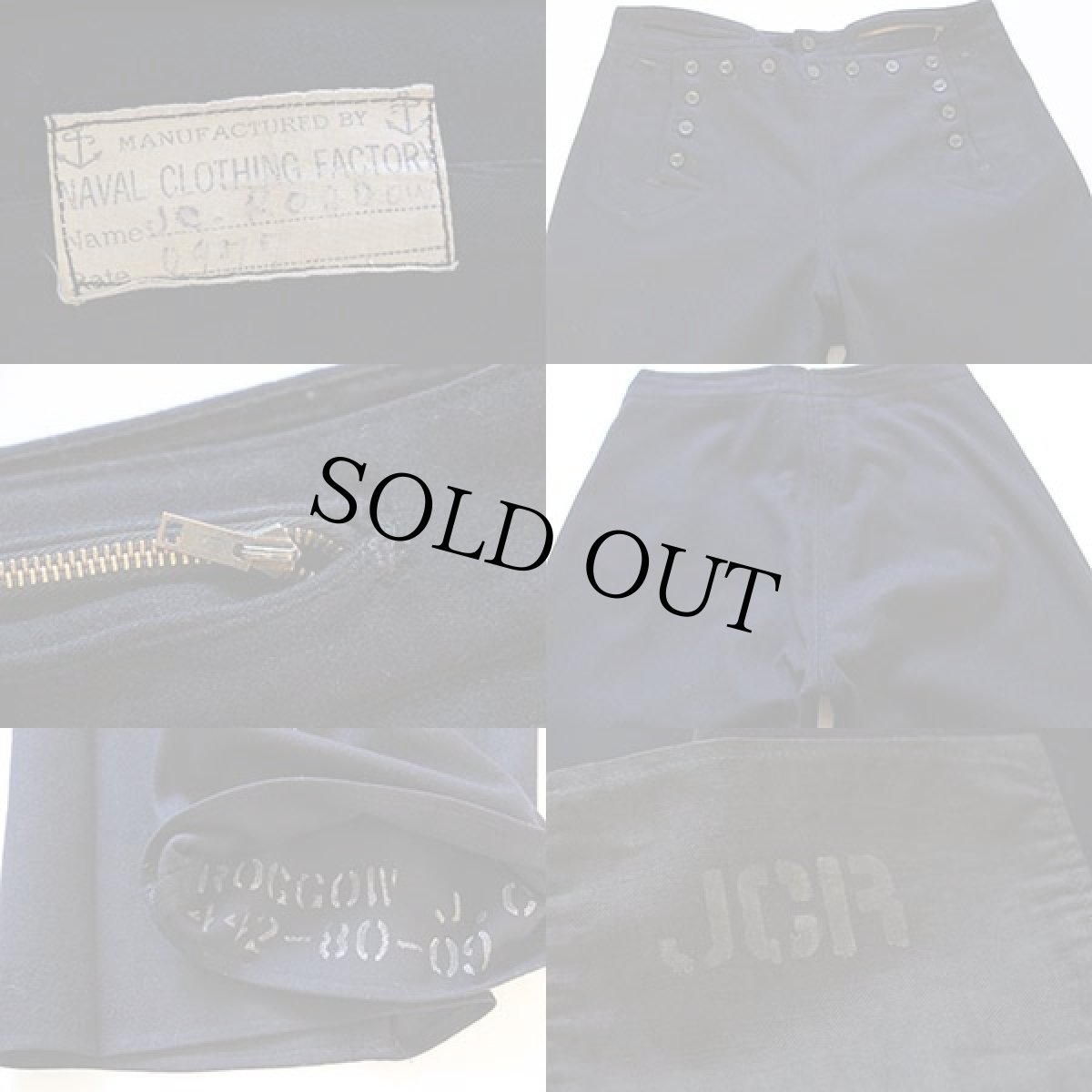 画像3: 40s 米軍 U.S.NAVY NAVAL メルトン ウール セーラーパンツ 濃紺 (3)