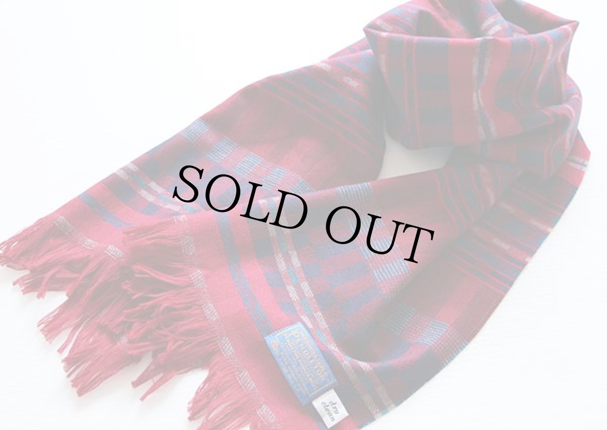 画像2: 70s USA製 PENDLETONペンドルトン チェック ウール マフラー (2)