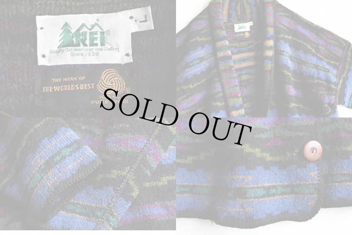 画像3: 80s REI ネイティブ柄 ショールカラー ニットカーディガン (3)