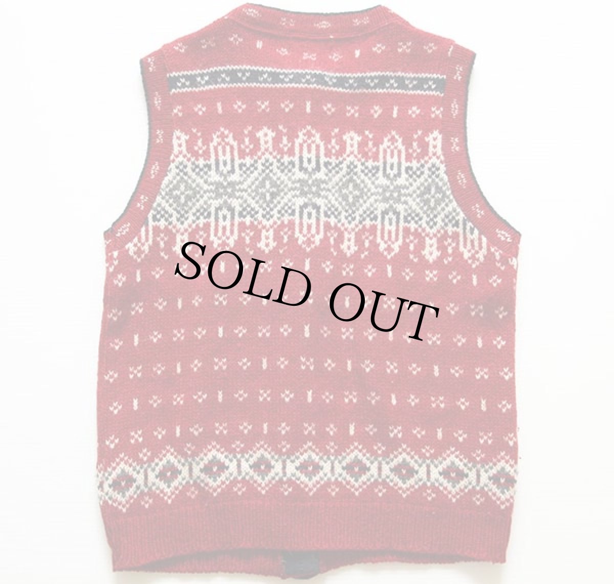 画像2: USA製 L.L.Bean ノルディック柄 ウール ニットベスト カーディガン S (2)