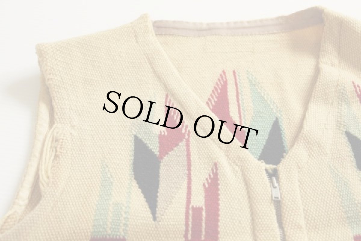 画像3: 40s UNKNOWN ネイティブ柄 チマヨ ラグ ベスト (3)