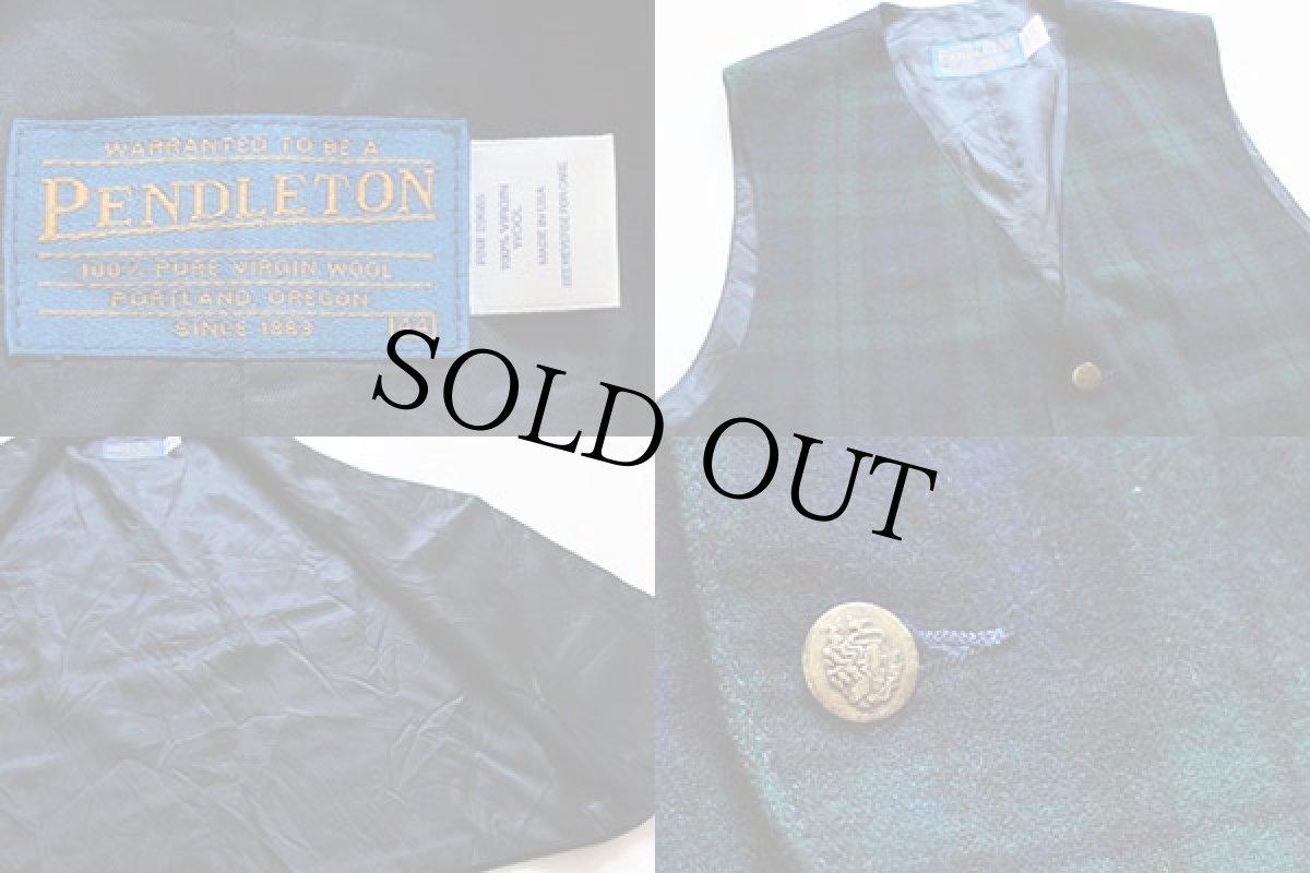 画像3: 90s USA製 PENDLETONペンドルトン ブラックウォッチ タータンチェック ウールベスト 44 (3)