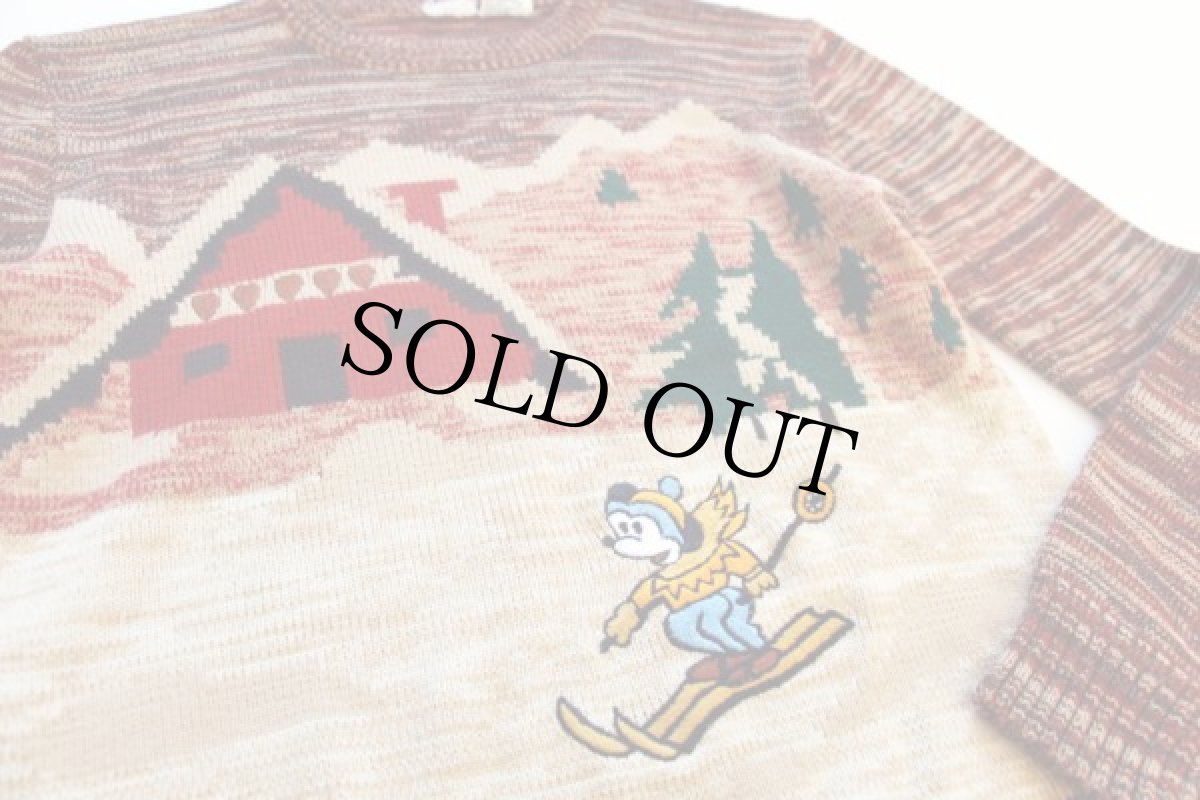 画像3: 70s KENNINGTONケニントン ミッキー マウス スキー 刺繍 アクリルニット セーター M (3)