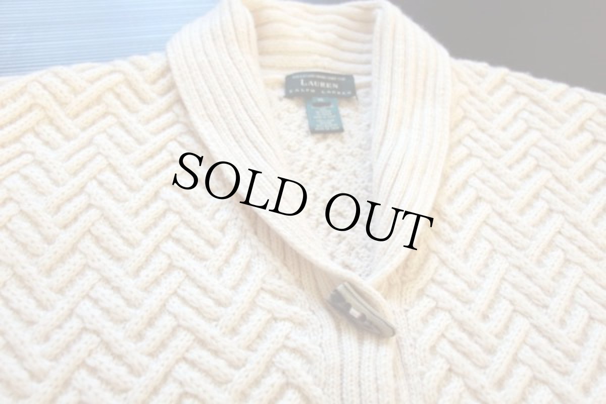 画像3: 00s LAUREN ラルフローレン ウール ハンドニット カーディガン (3)