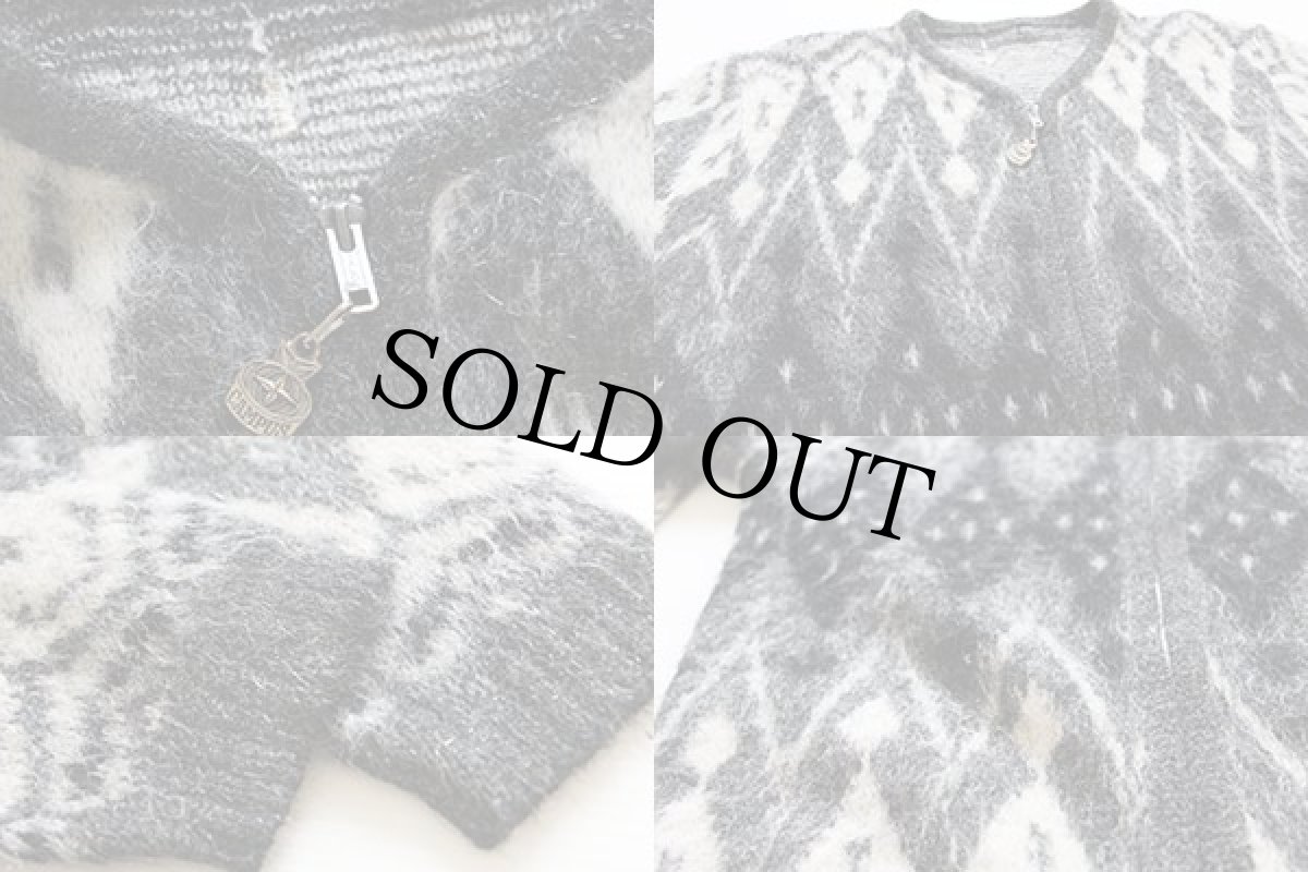 画像4: 60s CAMPUS ダイヤ柄 モヘヤニット フルジップ セーター (4)