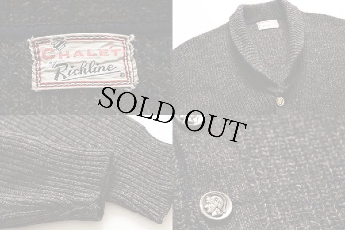 画像4: 60s Richline ショールカラー ニット カーディガン (4)