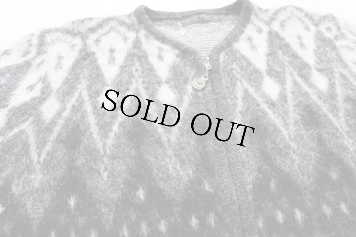 画像3: 60s CAMPUS ダイヤ柄 モヘヤニット フルジップ セーター (3)