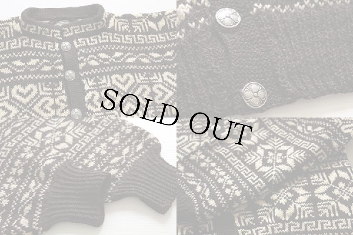 画像4: ビンテージ ノルディック柄 ウールニット カーディガン 茶 (4)