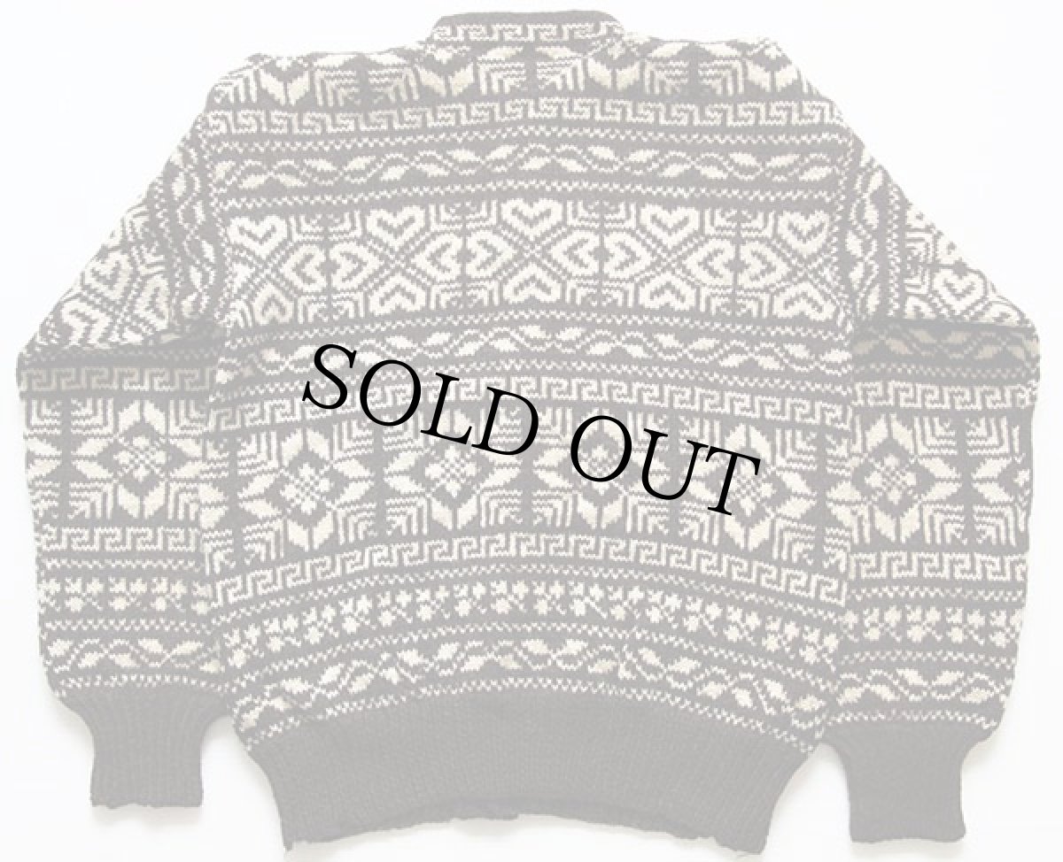 画像2: ビンテージ ノルディック柄 ウールニット カーディガン 茶 (2)