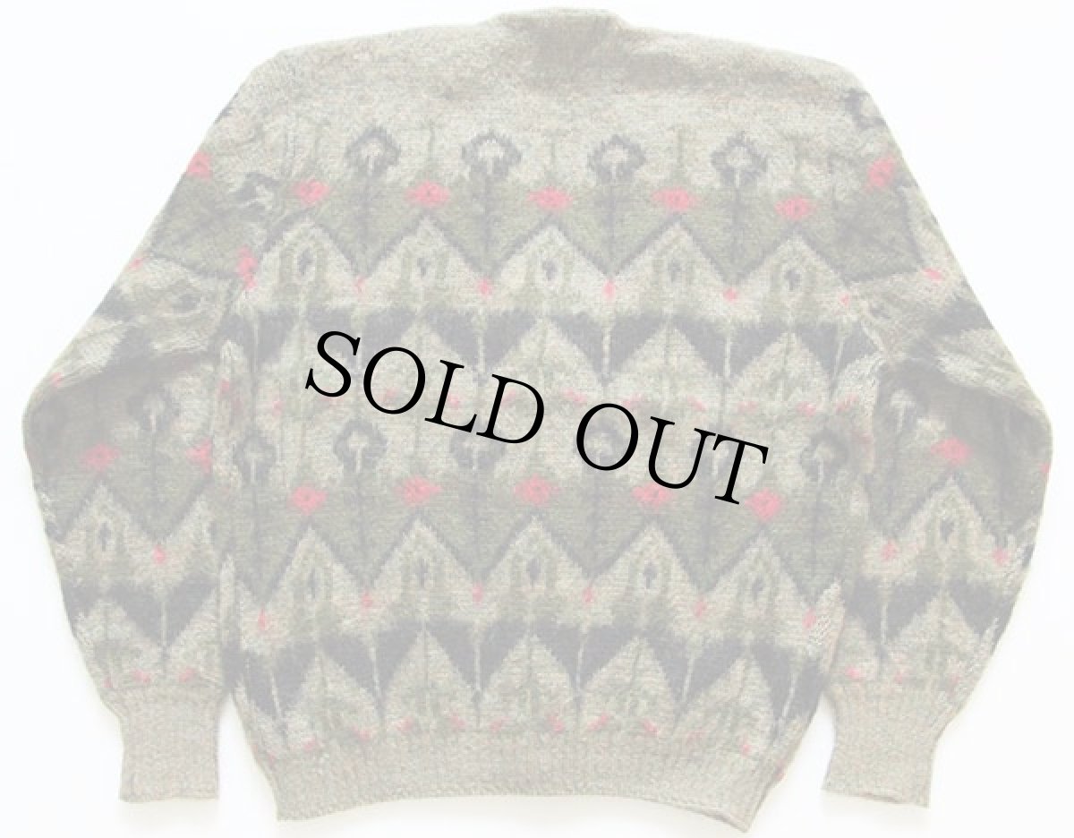 画像2: 60s THANE 総柄 モヘヤニット カーディガン M (2)