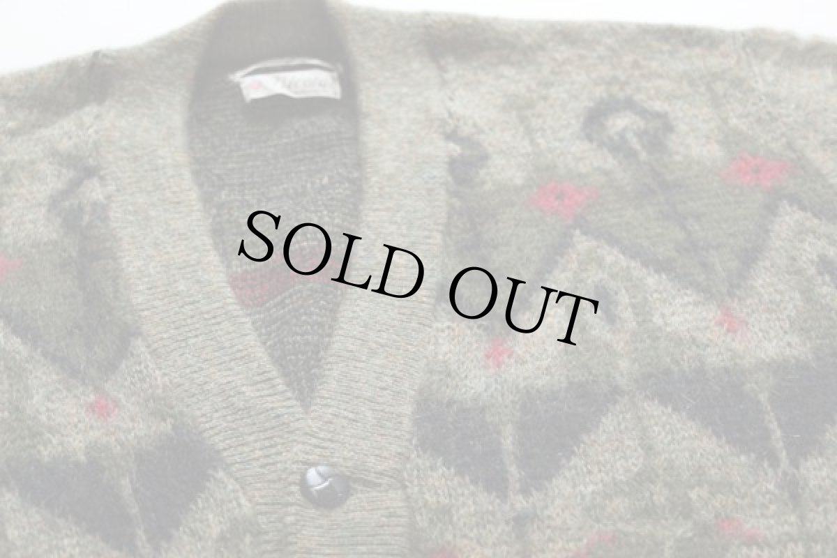 画像3: 60s THANE 総柄 モヘヤニット カーディガン M (3)