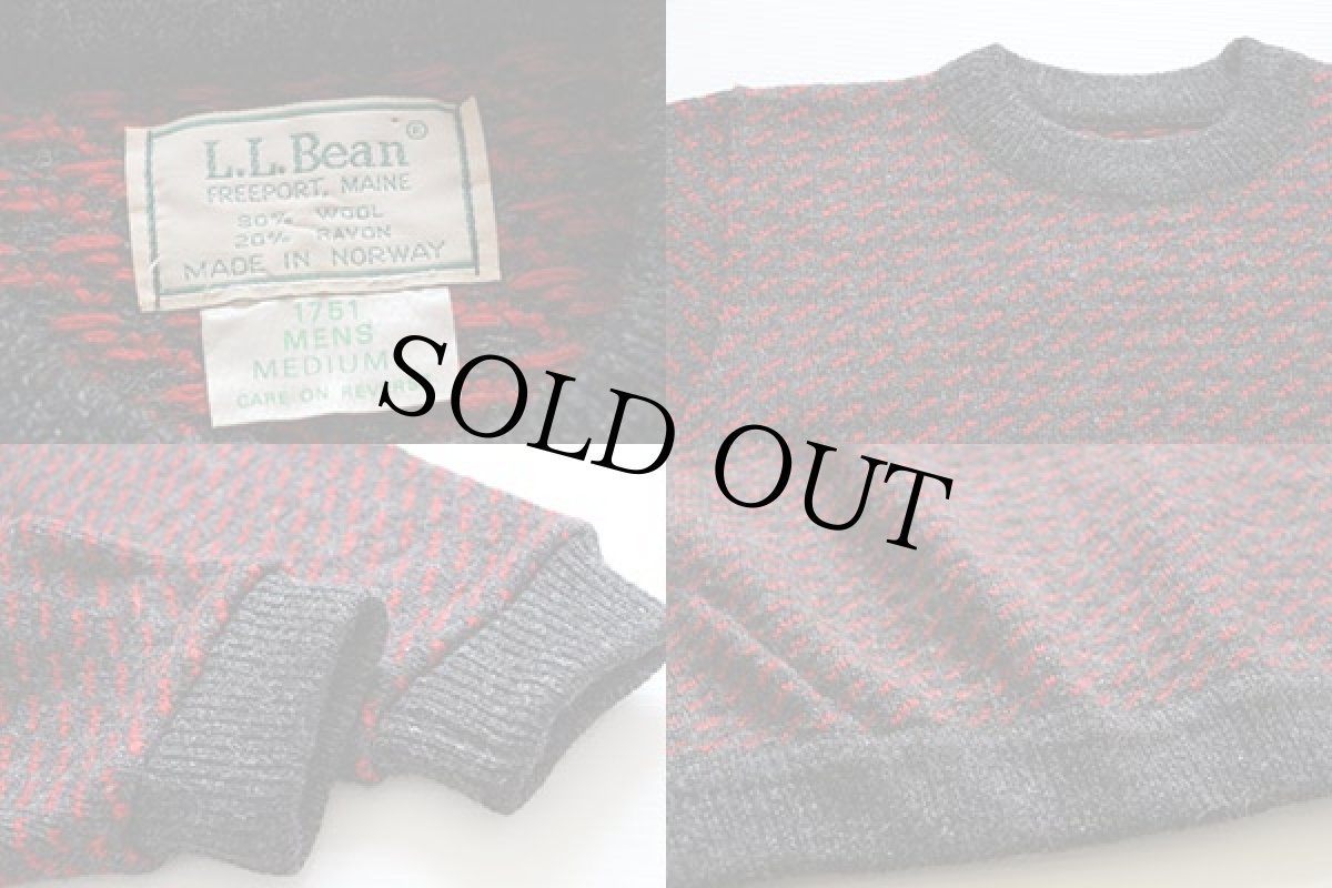 画像4: 80s ノルウェー製 L.L.Bean ノルウェージャン バーズアイ ウールニット セーター M (4)