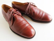 画像1: ビンテージ FRENCH SHRINER プレーントゥ レザーシューズ 赤茶★革靴 (1)