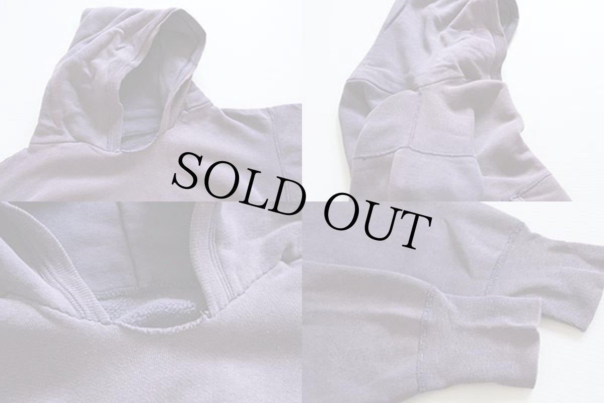 画像3: 50s UNKNOWN リブ長 コットン スウェットパーカー ナス紺 フェード (3)