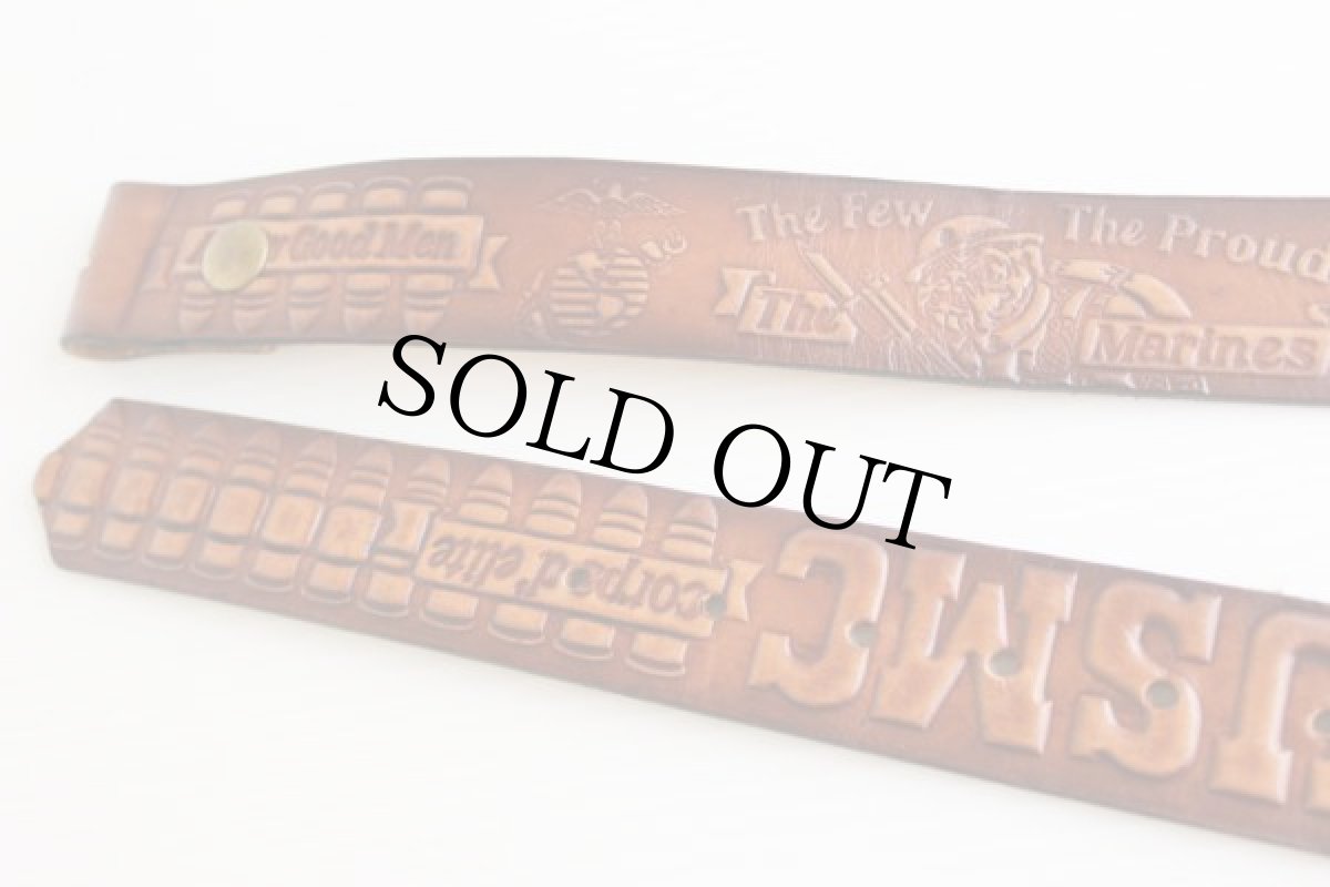 画像2: USMC 型押し レザーベルト 茶★386 (2)