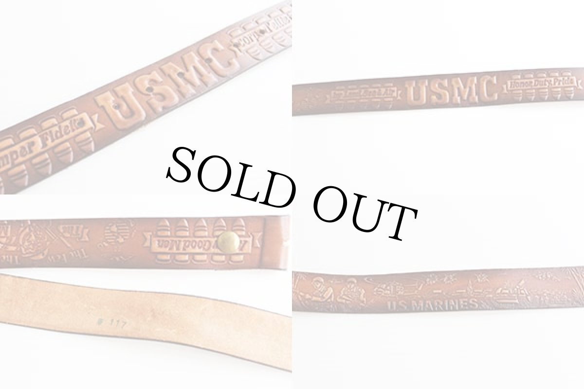 画像3: USMC 型押し レザーベルト 茶★386 (3)