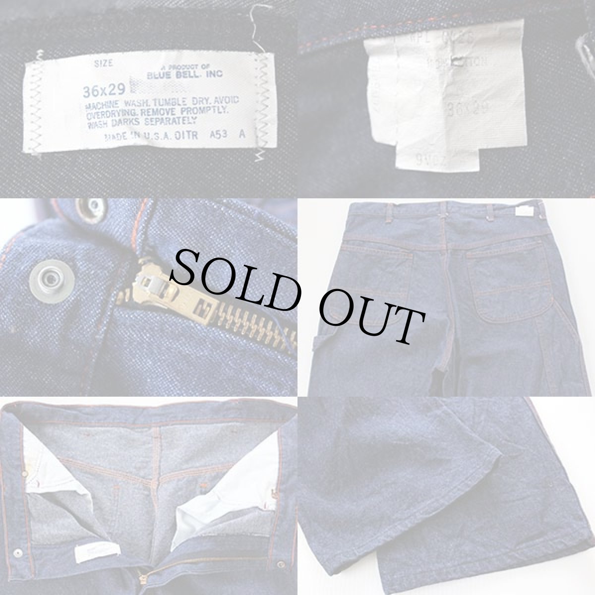 画像3: 70s USA製 BLUE BELL デニムペインターパンツ 36x29 (3)