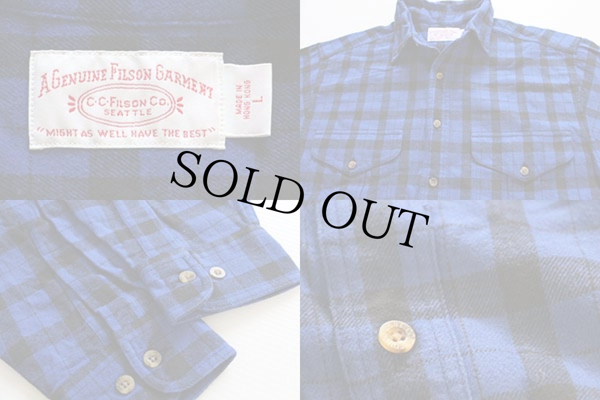 画像3: FILSONフィルソン チェック ヘービーコットンシャツ青×黒 L (3)