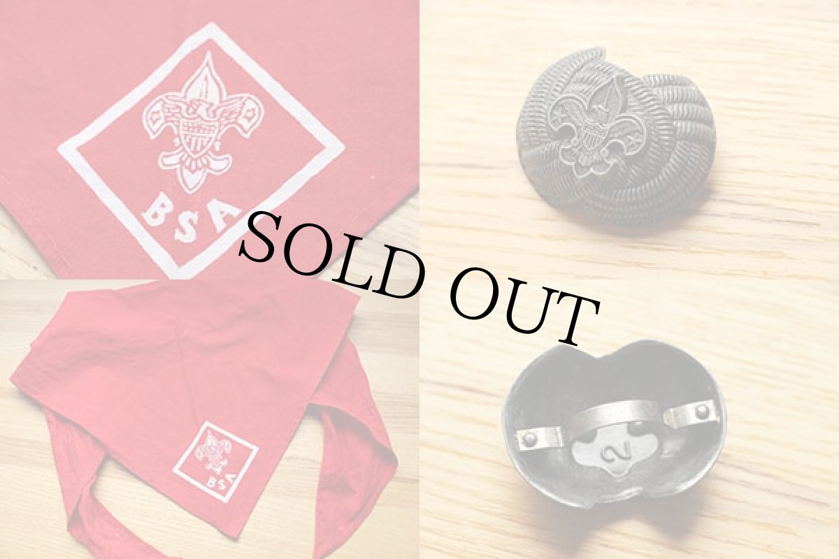 画像3: ビンテージ BSA ボーイスカウト チーフリング付き ネッカチーフ 赤 (3)