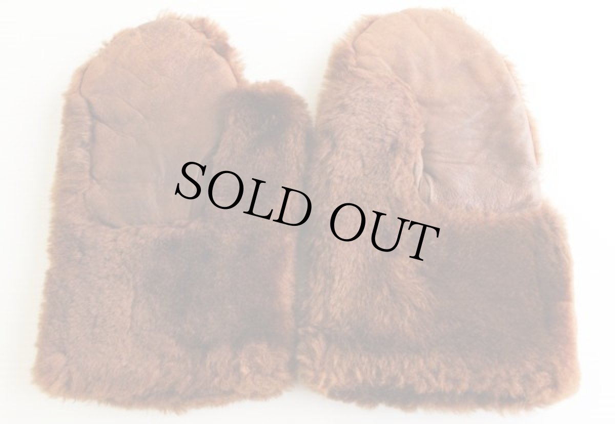 画像3: ビンテージ UNKNOWN ムートン ミトン グローブ 茶 (3)