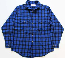 画像1: FILSONフィルソン チェック ヘービーコットンシャツ青×黒 L (1)
