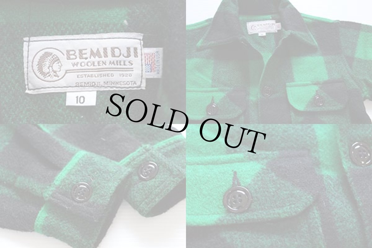 画像3: USA製 BEMIDJIベミジ バッファローチェック ウール シャツジャケット 緑×黒 10 (3)