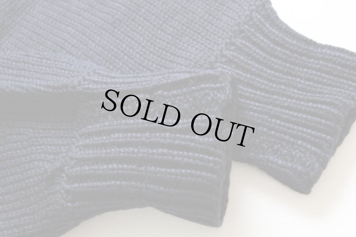 画像5: 40s UNKNOWN ボートネック ローゲージ ウールニット セーター 紺 (5)