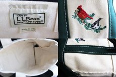 画像3: USA製 L.L.Bean BOAT AND TOTE 鳥刺繍 キャンバス トートバッグ 白x緑 ミニ (3)