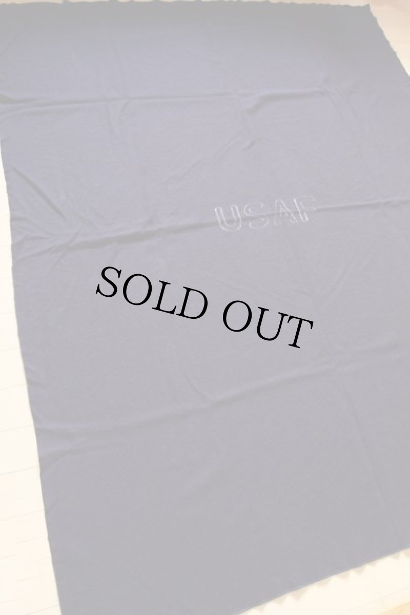 画像2: 50s 米軍 USAF ウール ブランケット 紺 (2)