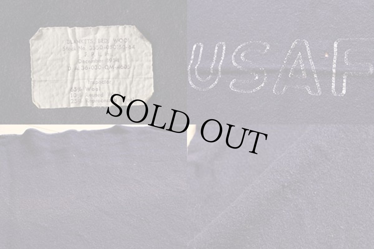 画像3: 50s 米軍 USAF ウール ブランケット 紺 (3)