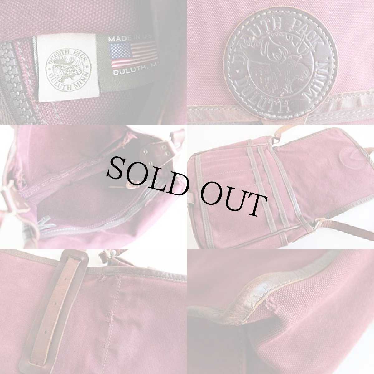 画像3: USA製 DULUTH PACKダルースパック キャンバス ショルダーバッグ バーガンディ (3)