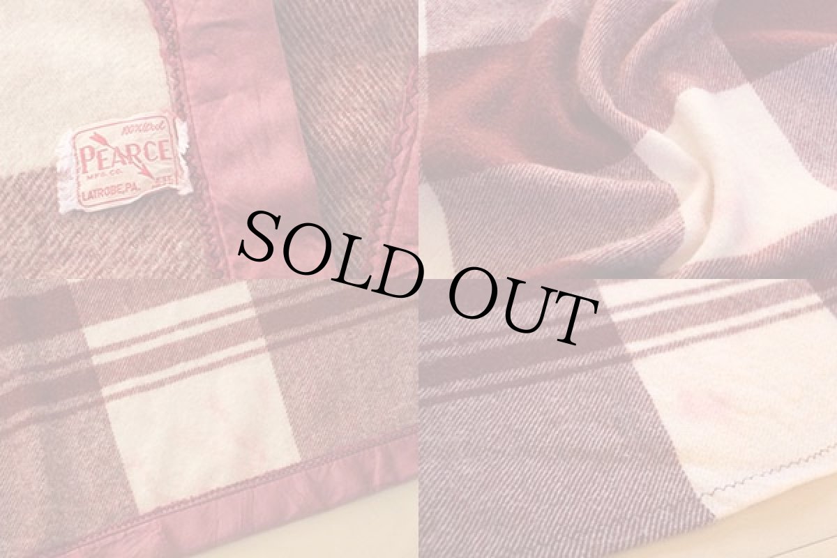 画像3: ビンテージ PEARCE チェック ウール ブランケット (3)